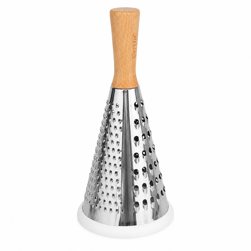 Load image into Gallery viewer, Stainless Steel Cone Cheese Grater Multipurpose with Wooden Handle-1
