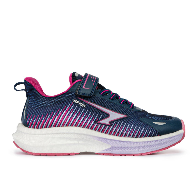 Load image into Gallery viewer, Zephyr 2.0 Girls Runners - Navy/Lavender/Fuchsia V Strap
