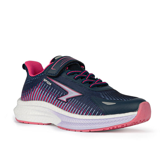 Zephyr 2.0 Girls Runners - Navy/Lavender/Fuchsia V Strap