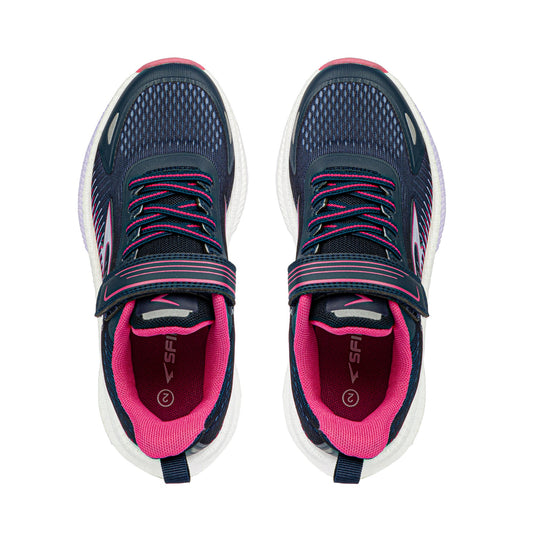 Zephyr 2.0 Girls Runners - Navy/Lavender/Fuchsia V Strap