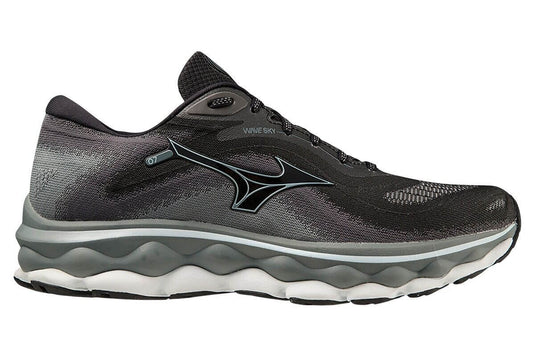 Mens Mizuno Wave Sky 7 2E Wide Black/Glacial Ridge/Stormy Weather, Size 9.5