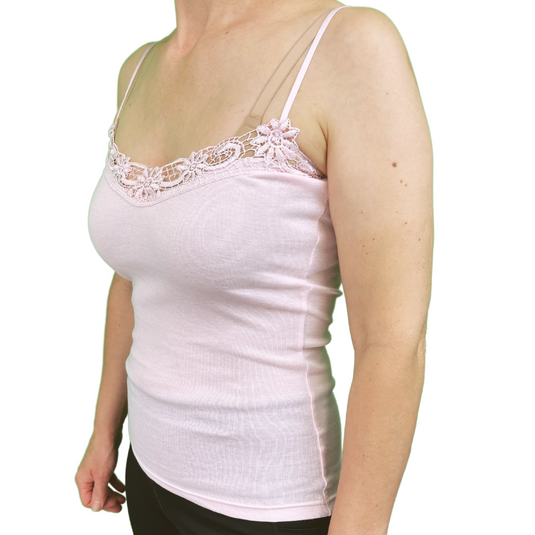 Womens Camisole Top Cami Strap Top Singlet Summer Basic Tank Shirt - Pink