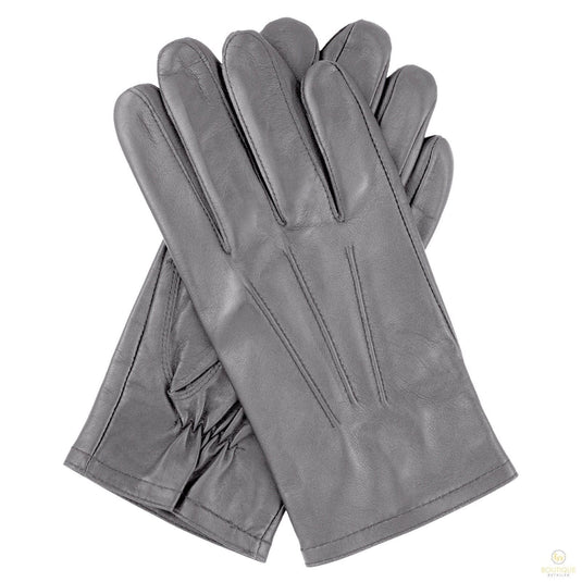 Dents Mens Genuine Full Grain Leather Gloves 3 Point Stitch Fleece Lined Warm Winter - Purple