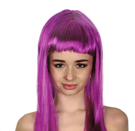 LONG WIG Straight Party Hair Costume Fringe Cosplay Fancy Dress 70cm Womens - Fuchsia (22455)
