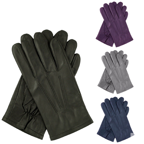 Dents Mens Genuine Full Grain Leather Gloves 3 Point Stitch Fleece Lined Warm Winter - Dark Khaki