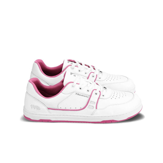 Eco-friendly Barefoot Sneakers Barebarics Arise - White & Raspberry Pink