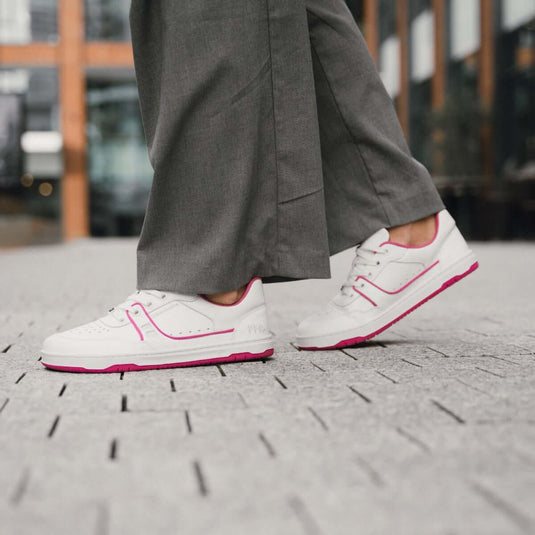 Eco-friendly Barefoot Sneakers Barebarics Arise - White & Raspberry Pink
