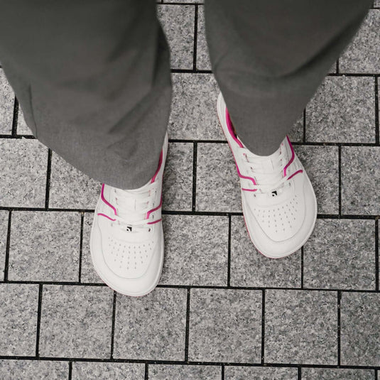 Eco-friendly Barefoot Sneakers Barebarics Arise - White & Raspberry Pink