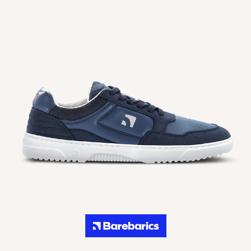 Load image into Gallery viewer, Eco-friendly Barefoot Sneakers Barebarics - Axiom - Dark Blue &amp; White
