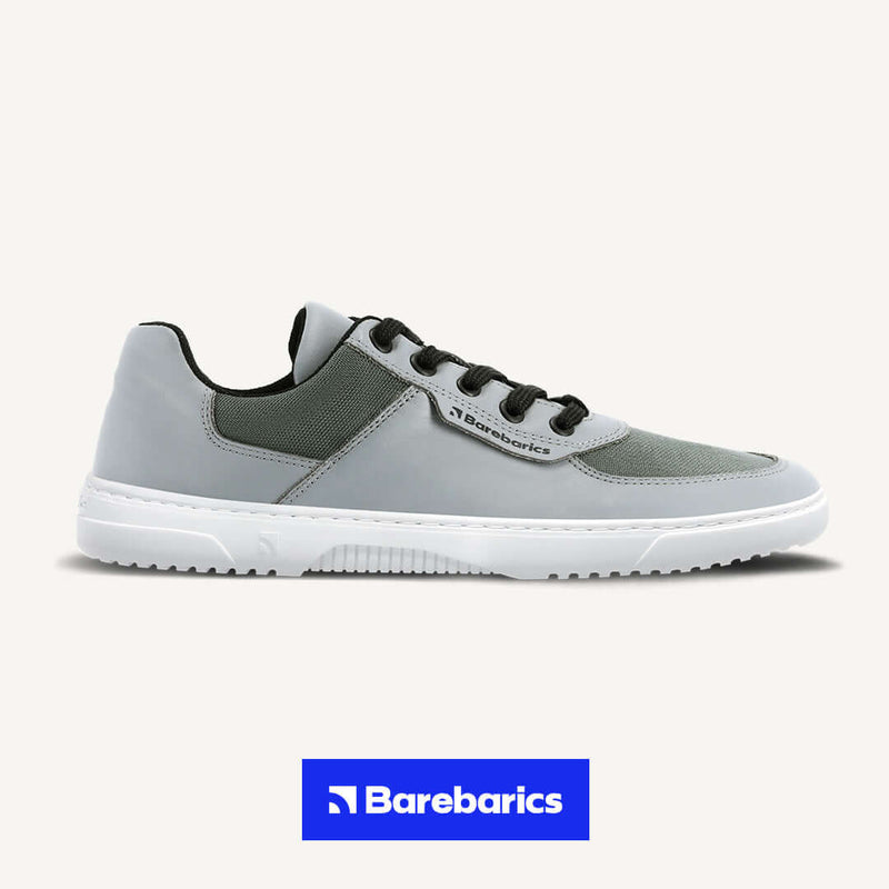 Load image into Gallery viewer, Eco-friendly Barefoot Sneakers Barebarics Bravo - Grey &amp; White
