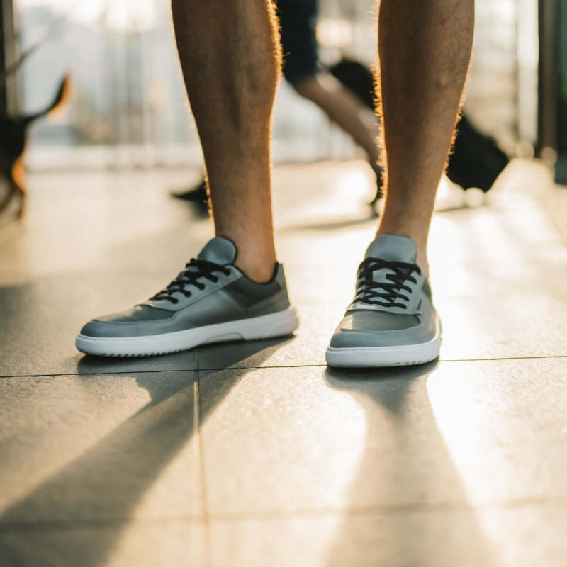 Load image into Gallery viewer, Eco-friendly Barefoot Sneakers Barebarics Bravo - Grey &amp; White
