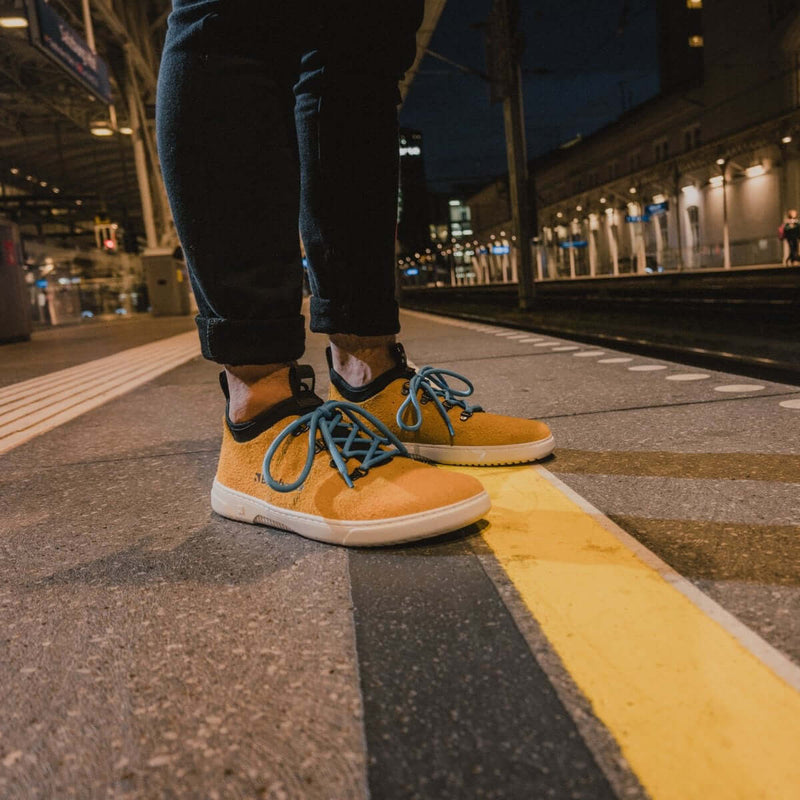 Load image into Gallery viewer, Eco-friendly Barefoot Sneakers Barebarics Bronx - Mustard
