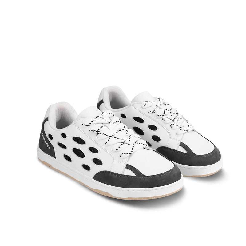 Load image into Gallery viewer, Eco-friendly Barefoot Sneakers Barebarics Fusion - White &amp; Charcoal
