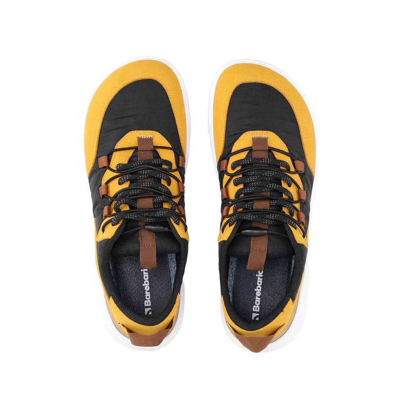 Load image into Gallery viewer, Eco-friendly Barefoot Sneakers Barebarics - Revive - Golden Yellow &amp; Black
