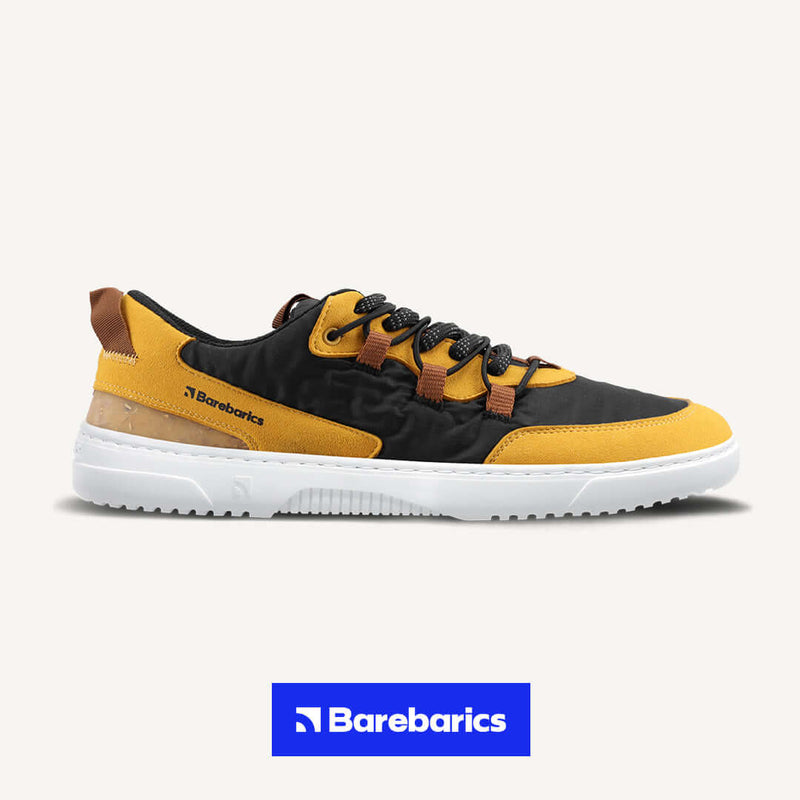 Load image into Gallery viewer, Eco-friendly Barefoot Sneakers Barebarics - Revive - Golden Yellow &amp; Black
