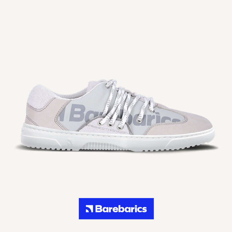 Load image into Gallery viewer, Eco-friendly Barefoot Sneakers Barebarics - Vibe - Grey &amp; White
