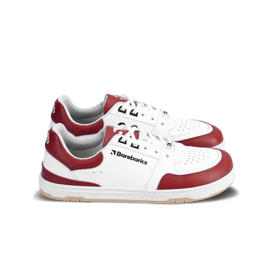 Eco-friendly Barefoot Sneakers Barebarics Wave - White & Crimson Red