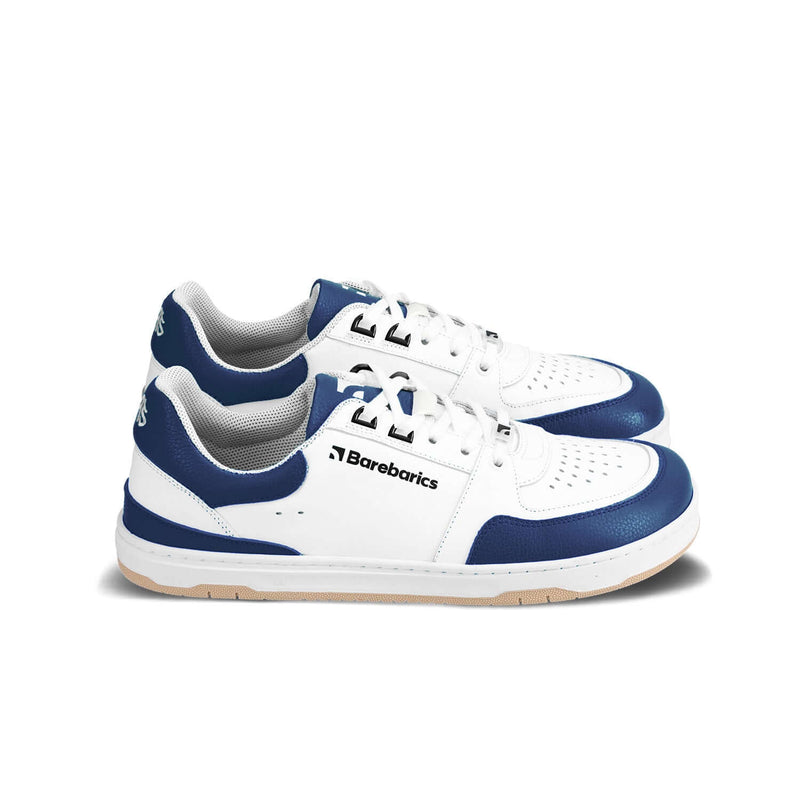 Load image into Gallery viewer, Eco-friendly Barefoot Sneakers Barebarics Wave - White &amp; Dark Blue

