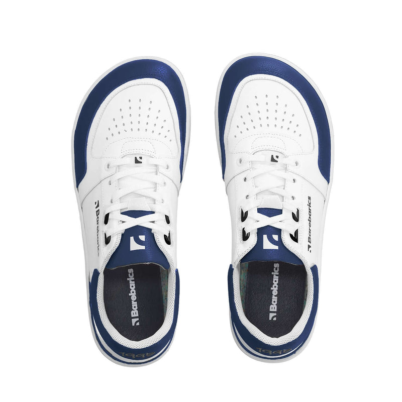 Load image into Gallery viewer, Eco-friendly Barefoot Sneakers Barebarics Wave - White &amp; Dark Blue
