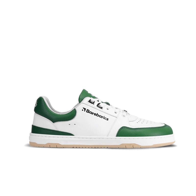 Load image into Gallery viewer, Eco-friendly Barefoot Sneakers Barebarics Wave - White &amp; Dark Green
