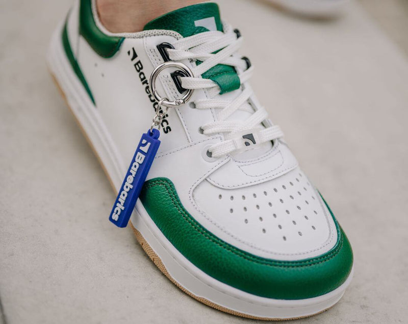 Load image into Gallery viewer, Eco-friendly Barefoot Sneakers Barebarics Wave - White &amp; Dark Green
