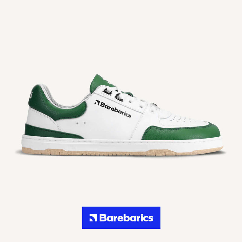 Load image into Gallery viewer, Eco-friendly Barefoot Sneakers Barebarics Wave - White &amp; Dark Green
