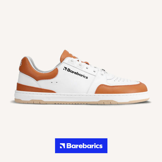 Eco-friendly Barefoot Sneakers Barebarics Wave - White & Orange