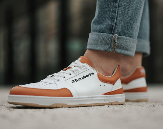 Eco-friendly Barefoot Sneakers Barebarics Wave - White & Orange