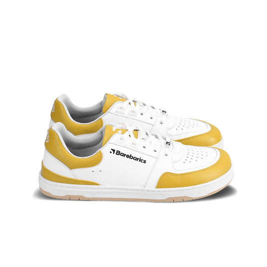 Eco-friendly Barefoot Sneakers Barebarics Wave - White & Sunset Yellow