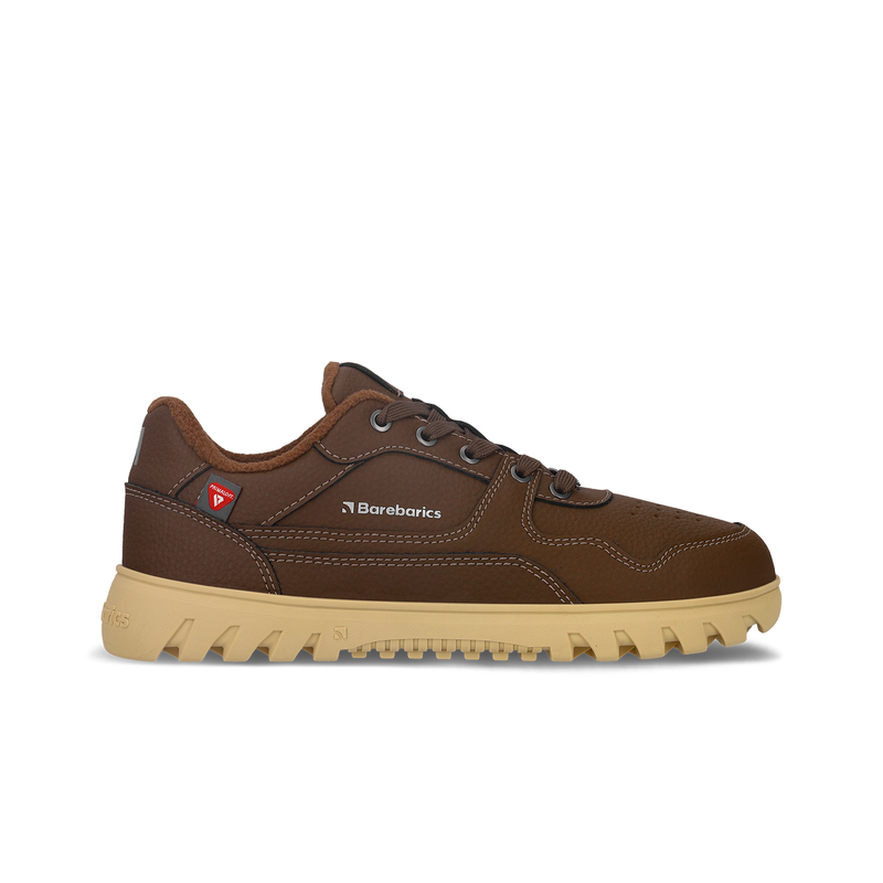 Load image into Gallery viewer, Barefoot sneakers Barebarics Zing Frost in dark brown, perfect for winter with Primaloft technology and sustainable leather.
