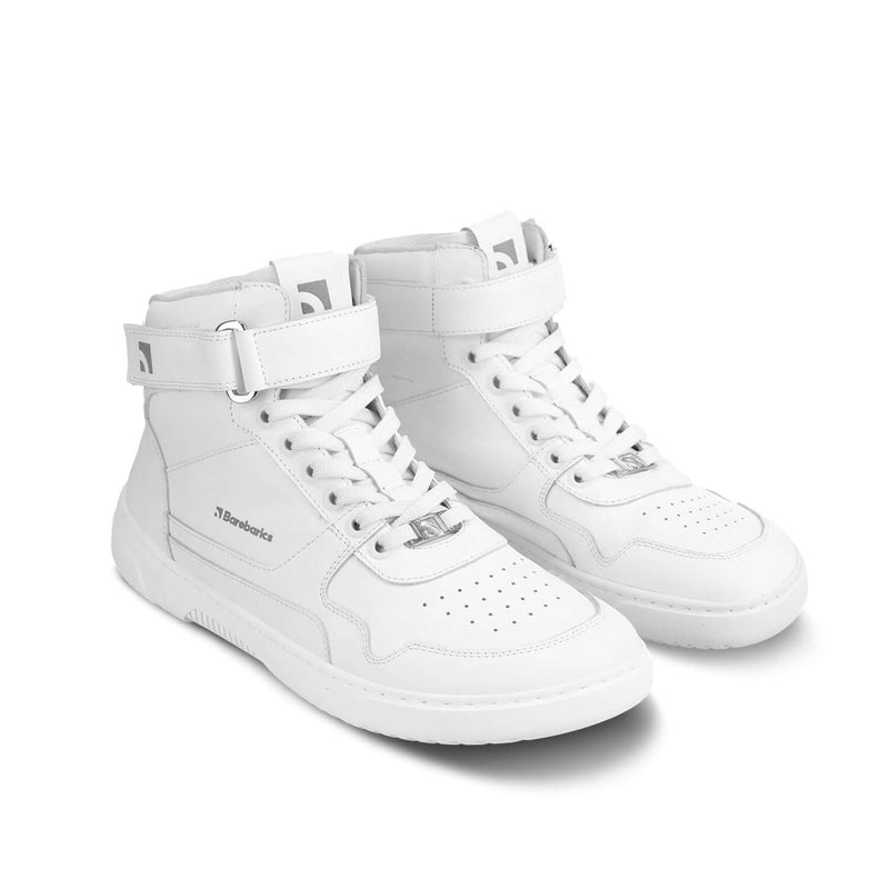 Load image into Gallery viewer, Eco-friendly Barefoot Sneakers Barebarics Zing - High Top - All White - Leather
