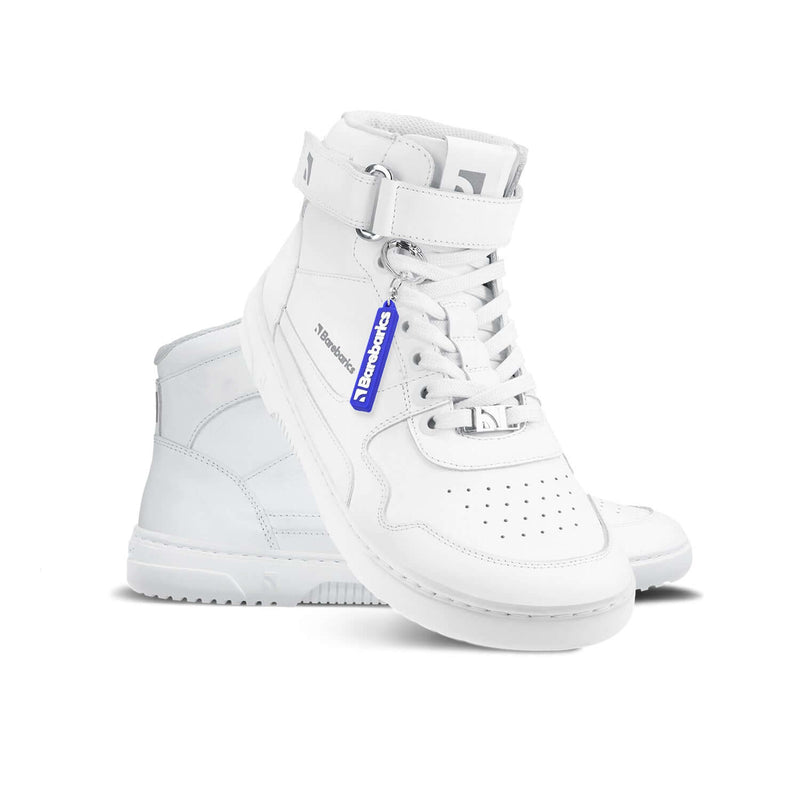 Load image into Gallery viewer, Eco-friendly Barefoot Sneakers Barebarics Zing - High Top - All White - Leather
