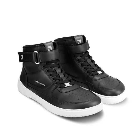 Eco-friendly Barefoot Sneakers Barebarics Zing - High Top - Black & White - Leather