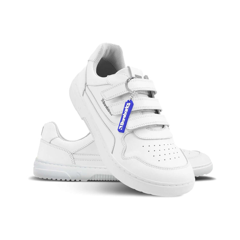 Load image into Gallery viewer, Eco-friendly Barefoot Sneakers Barebarics Zing Velcro - All White - Leather
