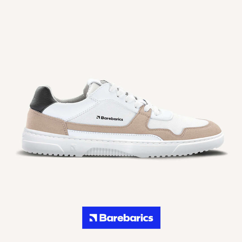 Load image into Gallery viewer, Eco-friendly Barefoot Sneakers Barebarics - Zing - White &amp; Beige
