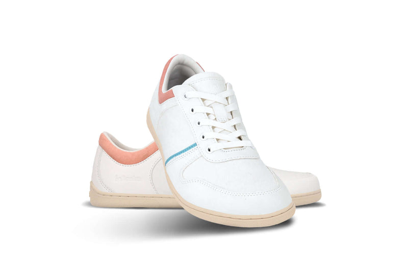 Load image into Gallery viewer, Be Lenka Echo vegan barefoot sneakers in white with cotton candy accents, ideal for comfort and style in city strolls.
