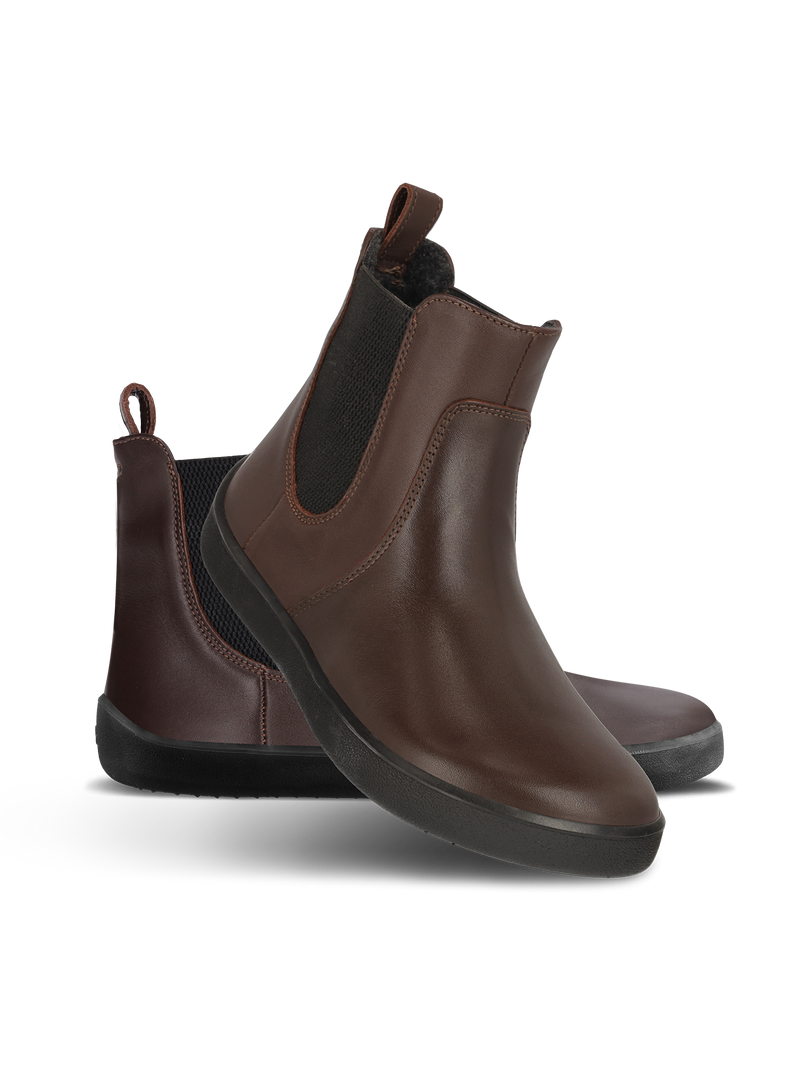 Load image into Gallery viewer, Be Lenka Entice Neo Barefoot Boots in Dark Brown/Black, featuring a sleek design and flexible sole for winter comfort.
