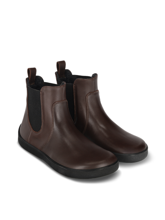 Be Lenka Entice Neo Barefoot Boots in Dark Brown/Black, designed for comfort and flexibility for cold weather.