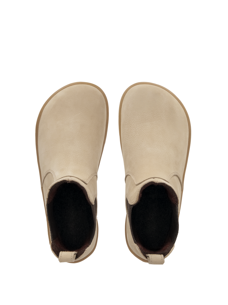 Load image into Gallery viewer, Be Lenka Entice Neo Barefoot Boots in Matt Sand, stylish and flexible with a wide toe box for natural foot movement.

