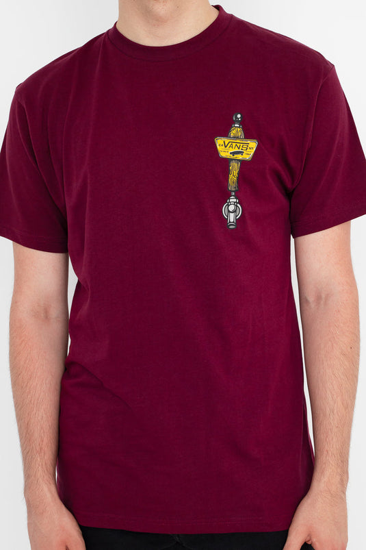 Vans Mens Off The Wall Tavern T-Shirt- Burgundy