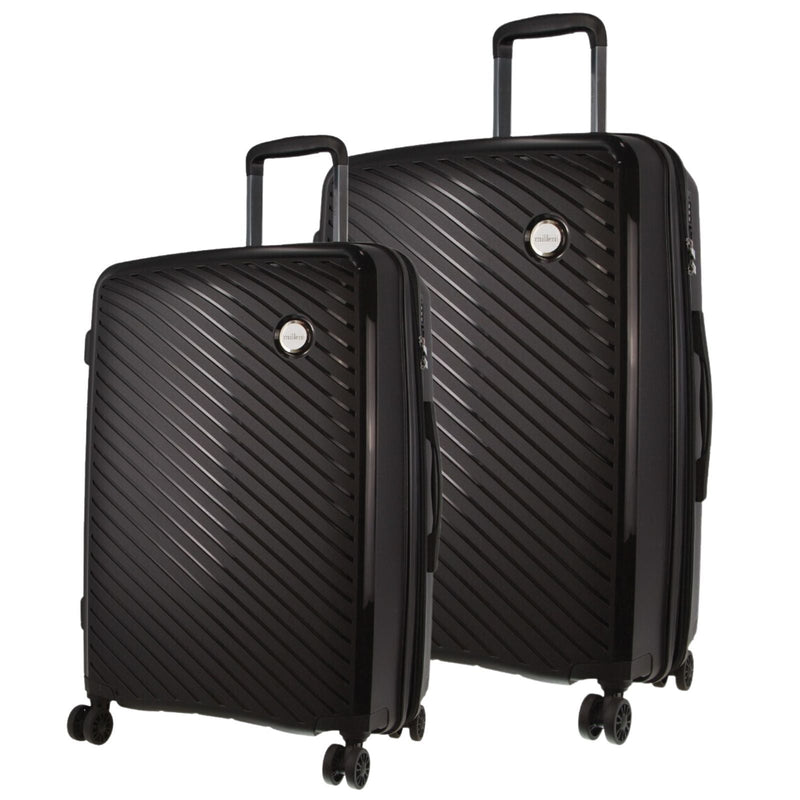 Load image into Gallery viewer, 2x Pierre Cardin Inspired Milleni Checked Luggage Bag  Medium &amp; Large - Black
