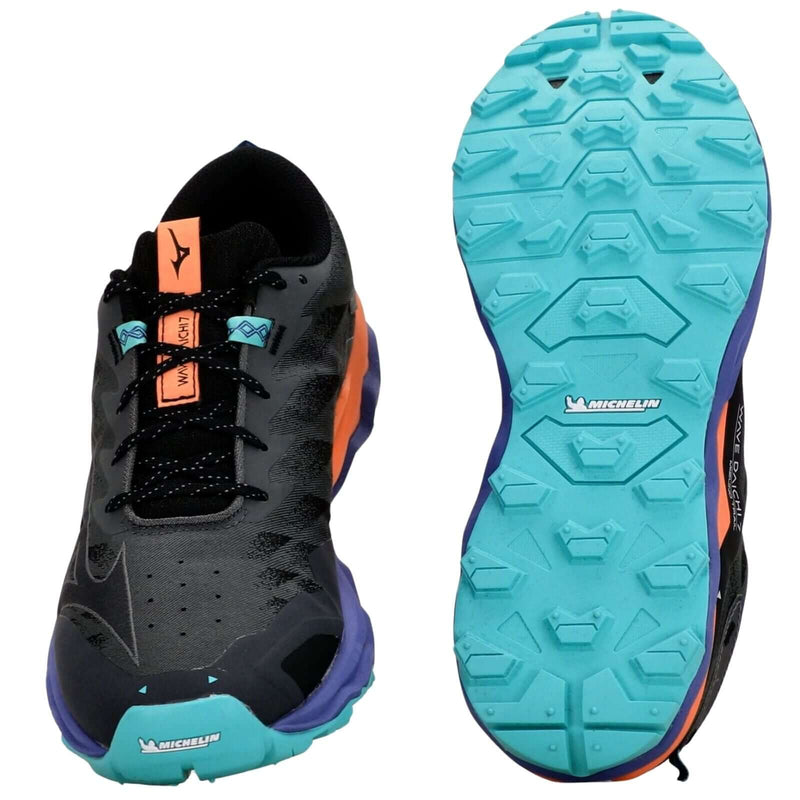 Load image into Gallery viewer, Mizuno Wave Daichi 7 Mens Trail Running Shoes Iron Gate / Ebony / Living Coral – US 10.5
