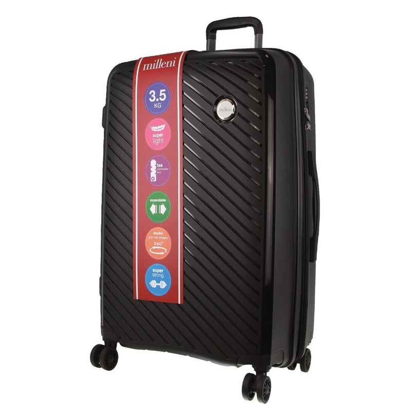 Load image into Gallery viewer, Monaco Checked Luggage Bag Travel Carry On Suitcase 75cm (124L) - Black
