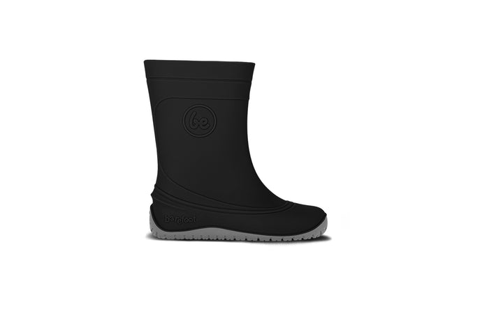 Be Lenka Kids Barefoot Rain Boots in Black, designed for comfort and flexibility for rainy-day adventures.