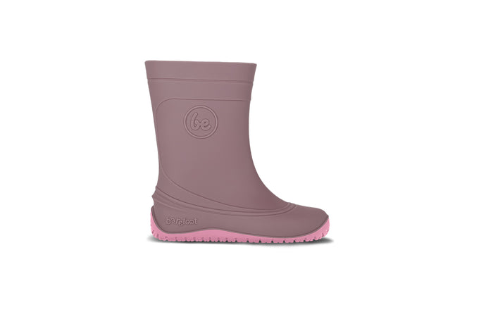 Be Lenka Kids Barefoot Rain Boots in Misty Pink, designed for natural foot movement and waterproof protection.
