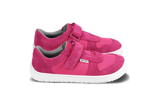 Eco-friendly Be Lenka Kids barefoot sneakers Joy - Dark Pink & White