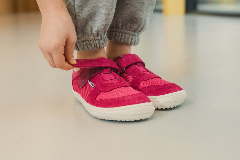 Load image into Gallery viewer, Eco-friendly Be Lenka Kids barefoot sneakers Joy - Dark Pink &amp; White
