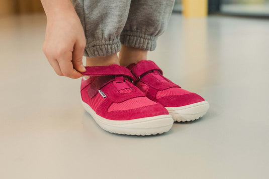 Eco-friendly Be Lenka Kids barefoot sneakers Joy - Dark Pink & White