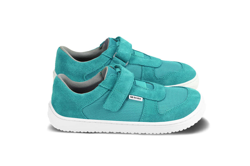 Load image into Gallery viewer, Eco-friendly Be Lenka Kids barefoot sneakers Joy - Turquoise &amp; White
