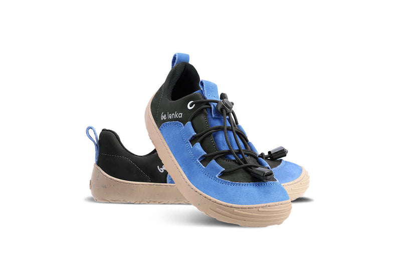 Load image into Gallery viewer, Eco-friendly Be Lenka Kids barefoot sneakers - Xplorer - Blue &amp; Olive Black
